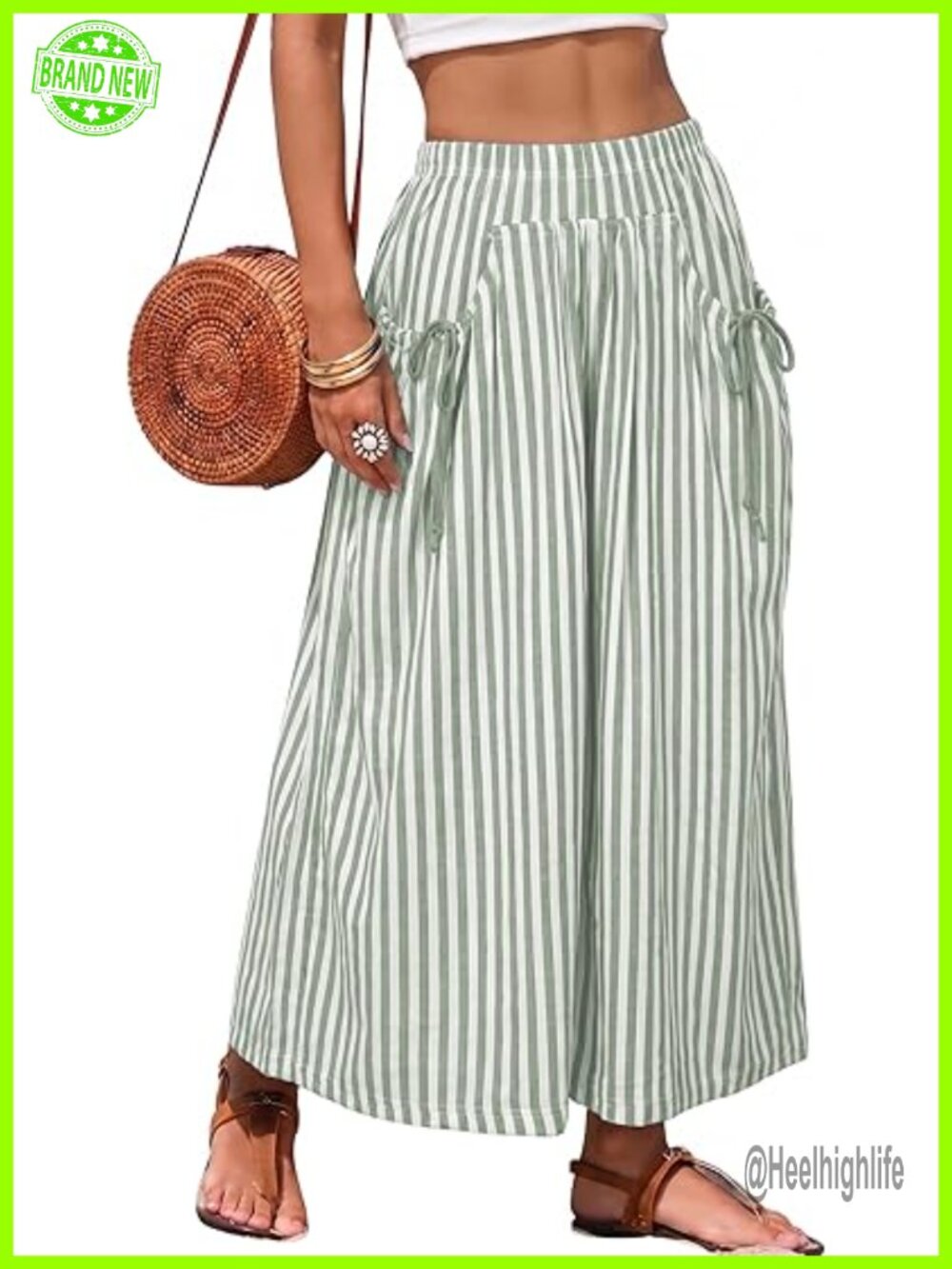 Wide Leg Striped Palazzo Lounge Pants with Drawstring